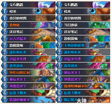 炉石传说安戈洛龟途可口恐龙预设卡组代码分享